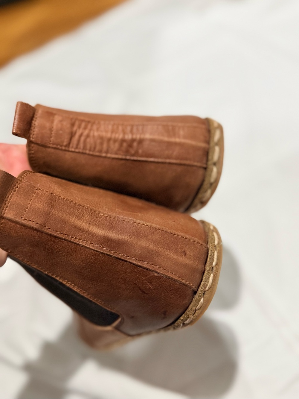 Atlantis Barefoot Chelsea Tan Leather Slip-In Shoes Booties 8.5 - Picture 6 of 10